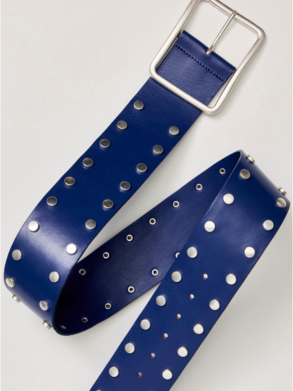 Free People Blue Studded Leather Hip Belt – Size S/M Statement Accessory , NWT - Picture 2 of 4